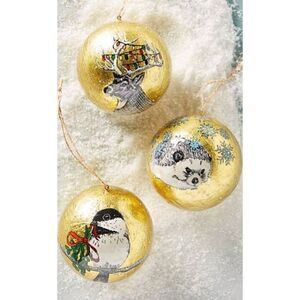 ANTHROPOLOGIE Forest Tidings Ornament Set Animals Sullivan Elaine Anlyan NEW